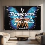 Romans 12:2 Transformed Canvas Print | Renewing of Mind Frame | Butterfly Scripture Art