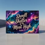 Psalm 91:1 Celestial Canvas Frame | Dwelling Scripture Art | Starry Night Bible Verse Print