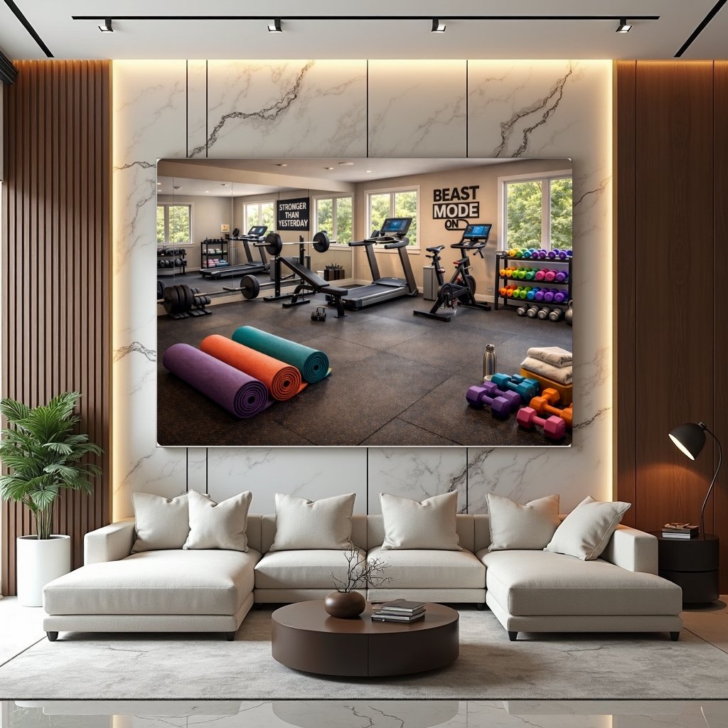 Home Gym Fitness Canvas Frame | Modern Exercise Room | Motivational Workout Wall Print - Image 3