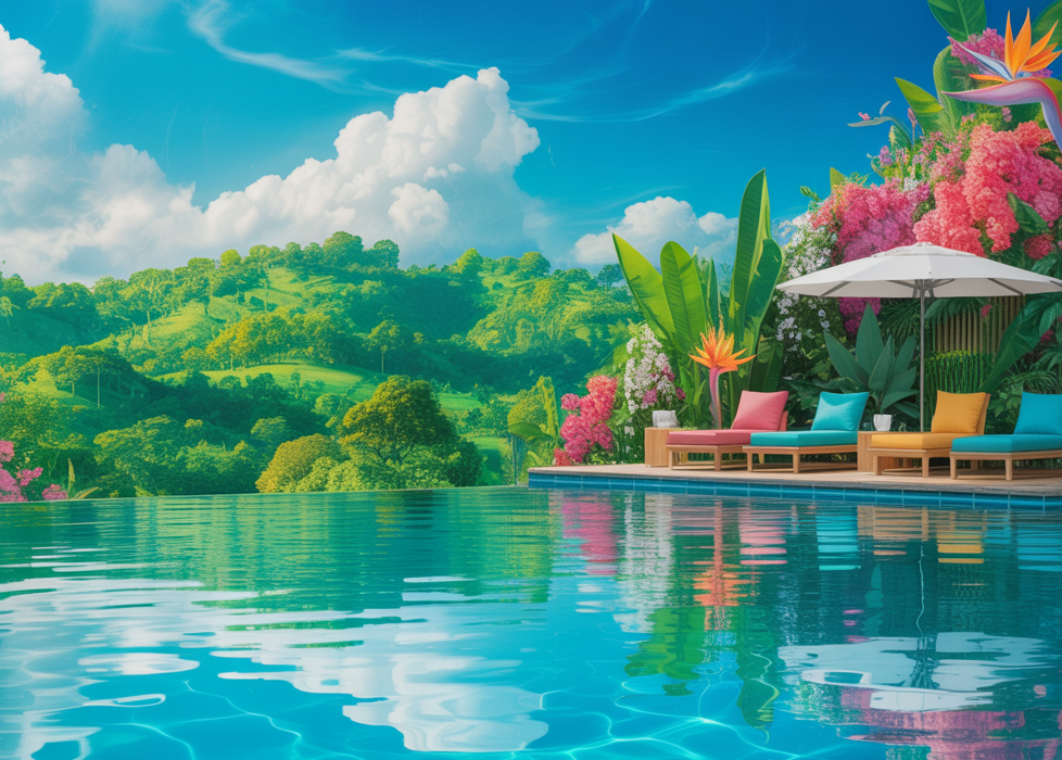 Infinity Pool Luxury Canvas Frame | Turquoise Water Tropical View | Modern Pool Photo Print - Image 4