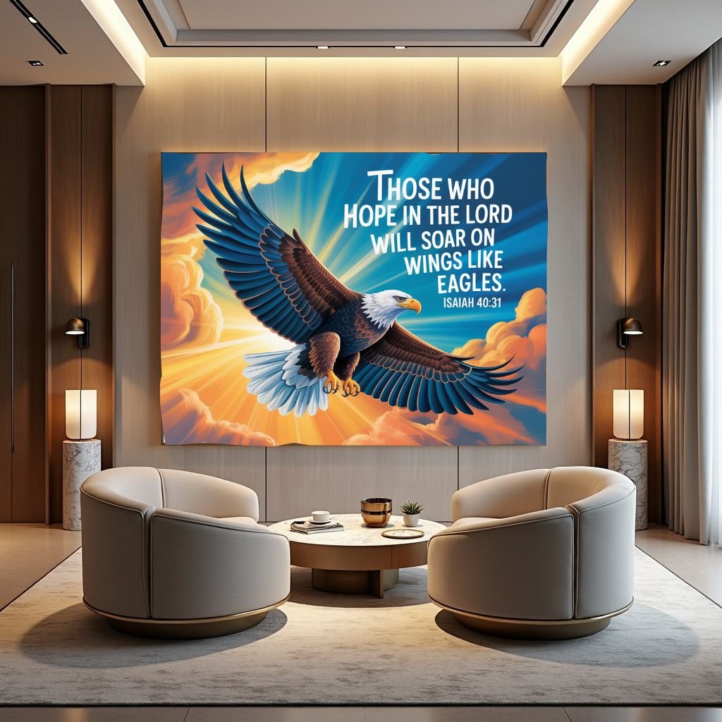 Isaiah 40:31 Eagles Wings Canvas Print | Soar Like Eagles Frame | Bird Scripture Art - Image 3