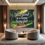 Psalm 119:105 Lamp Canvas Art | Word is a Lamp Frame | Light Scripture Wall Print