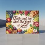 Psalm 34:8 Taste and See Canvas Art | Lord is Good Scripture Frame | Food Blessing Print