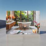 Luxury Bathroom Spa Canvas Print | Marble Tub Frame | Serene Interior Wall Art Photo