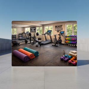 Home Gym Fitness Canvas Frame | Modern Exercise Room | Motivational Workout Wall Print