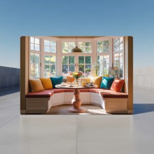 Breakfast Nook Bay Window Canvas Art | Cozy Dining Corner Frame | Morning Light Wall Print