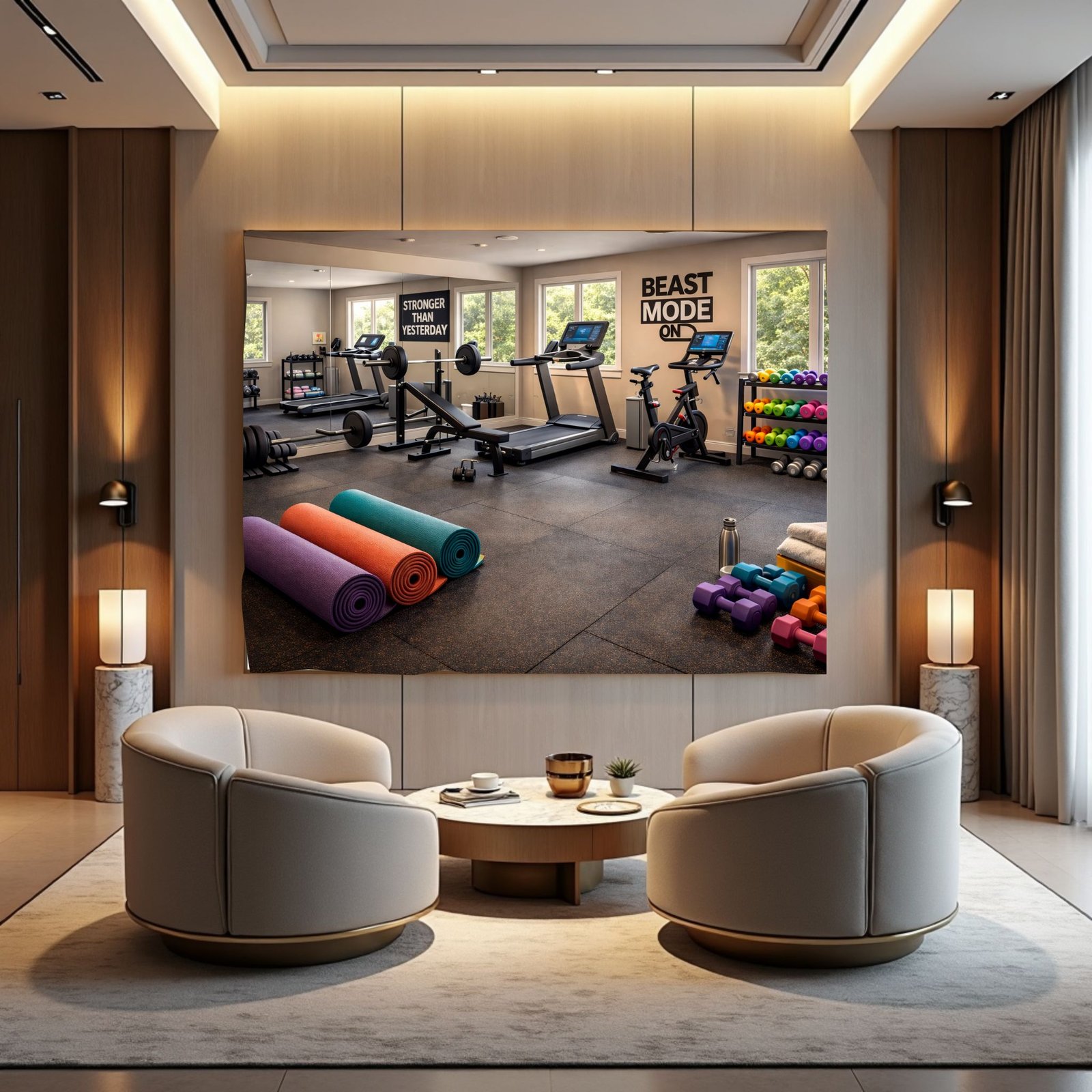 Home Gym Fitness Canvas Frame | Modern Exercise Room | Motivational Workout Wall Print - Image 2