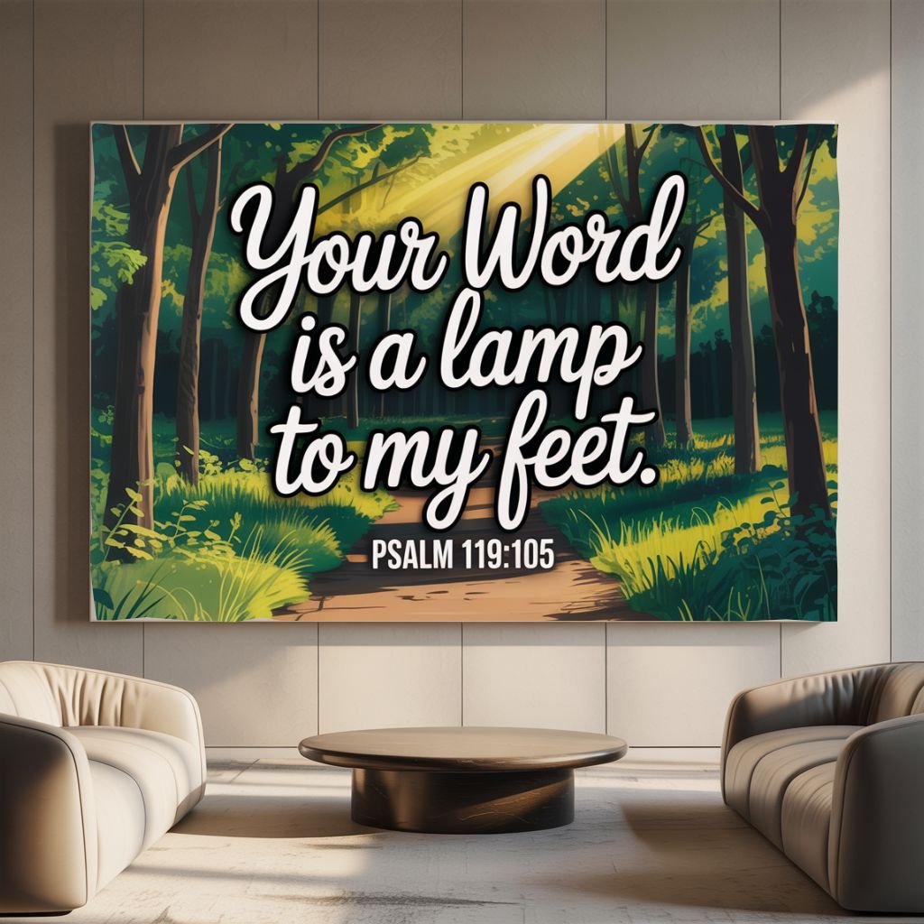 Psalm 119:105 Lamp Canvas Art | Word is a Lamp Frame | Light Scripture Wall Print - Image 3