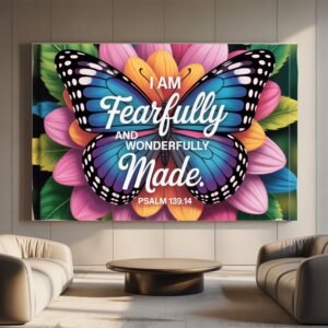 Psalm 139:14 Fearfully Wonderfully Canvas Art | Wonderfully Made Frame | Identity Scripture