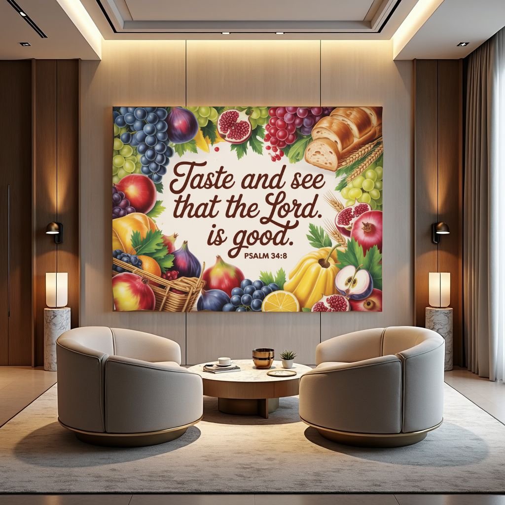 Psalm 34:8 Taste and See Canvas Art | Lord is Good Scripture Frame | Food Blessing Print - Image 2