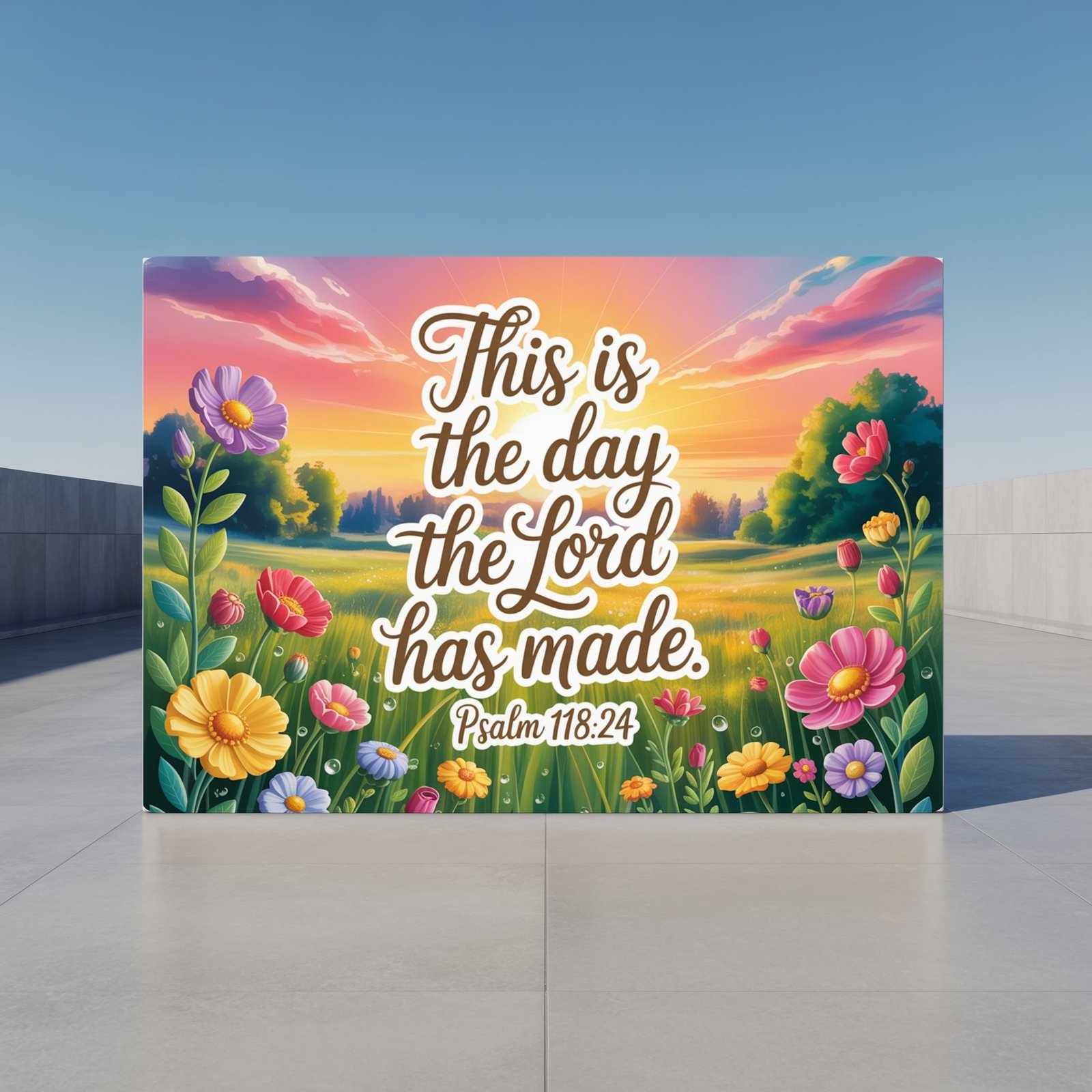 Psalm 118:24 This is The Day Canvas Art | Rejoice Scripture Frame | Sunrise Bible Print - Image 2