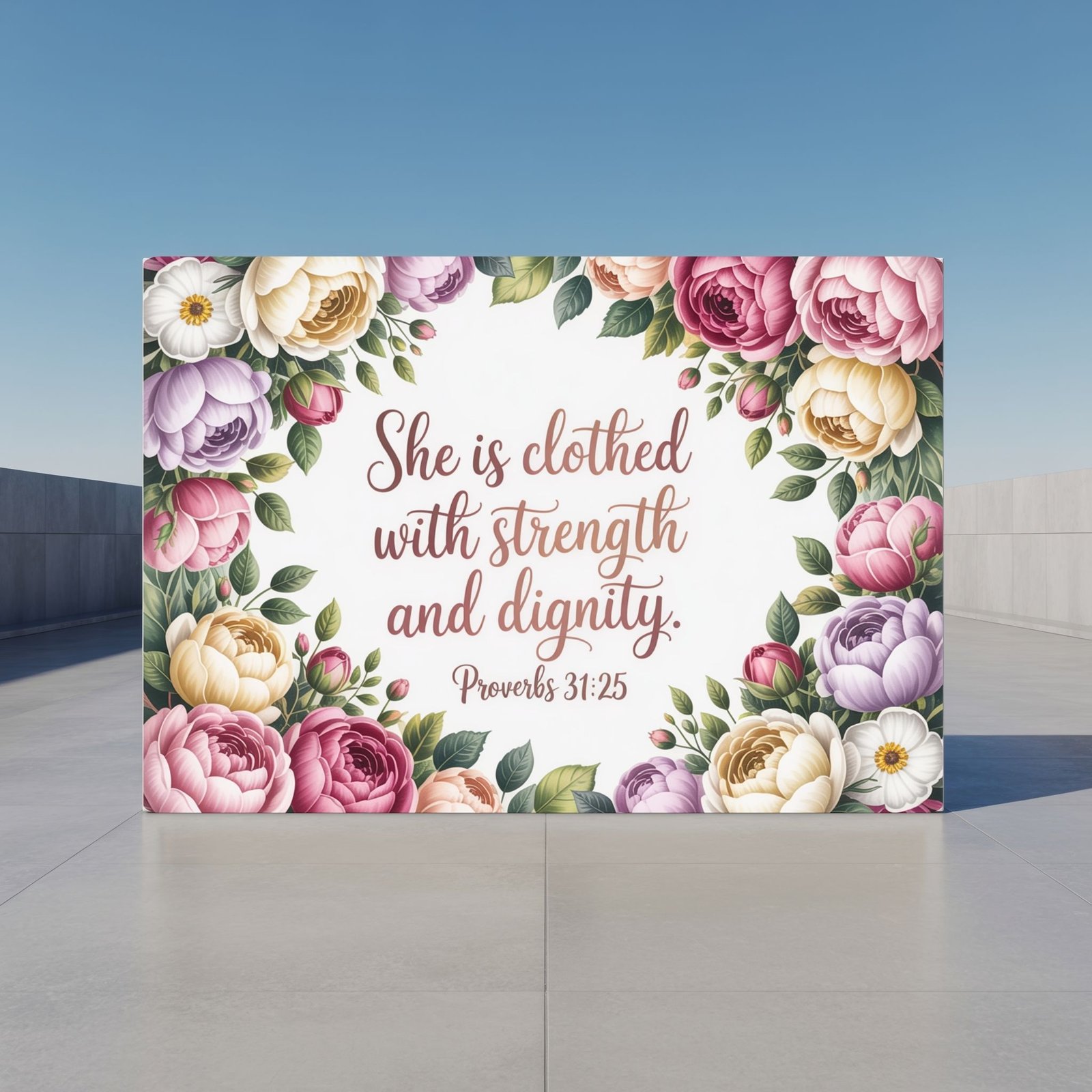 Proverbs 31:25 Strength Dignity Canvas | She is Clothed Frame | Women Scripture Wall Art - Image 3