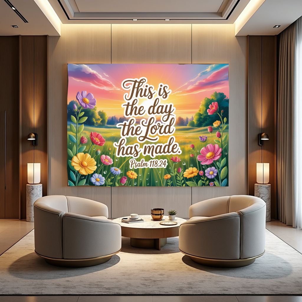 Psalm 118:24 This is The Day Canvas Art | Rejoice Scripture Frame | Sunrise Bible Print - Image 3