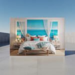 Coastal Bedroom Ocean View Canvas Art | Beach House Frame | Turquoise Interior Wall Print