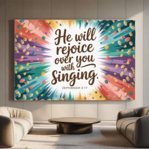 Zephaniah 3:17 Mighty Warrior Canvas Art | He Will Save Scripture | Warrior God Print